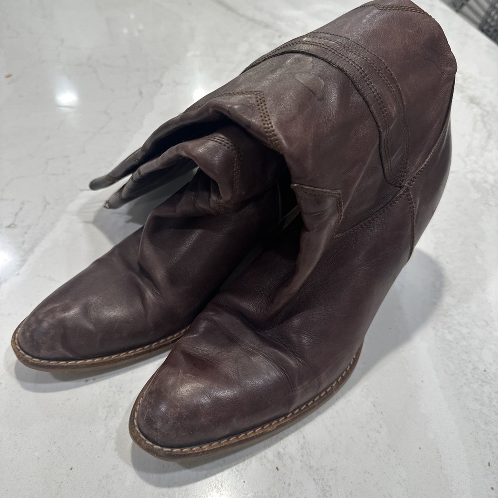 Billi Bi women's brown leather cowboy boots size 9-9.5/EU 40